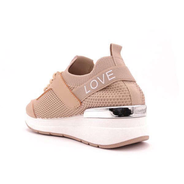 Love Fashion Stretch Knit Sock Sneakers, Beige