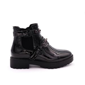 Low Cut Biker Boots Met Parels - All Black