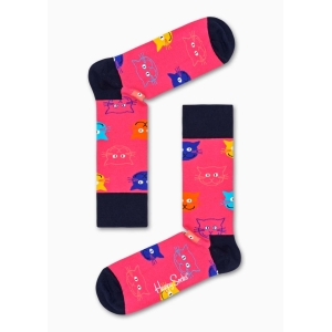 Happy Socks Cat Sokken - Donkerblauw/Roze