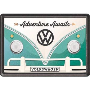 Volkswagen Bulli Adventure Awaits - Metalen Postcard