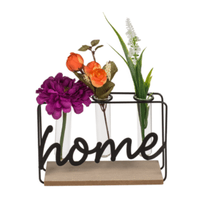 Metalen Plantenhouder Op Houten Voet, Home Metalen Plantenhouder Op Houten Voet, Home