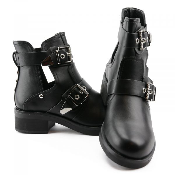 Moda Cut Out Boots, Zwart