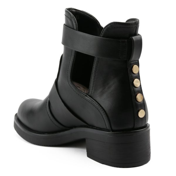 Moda Gold Cut Out Boots, Zwart