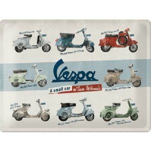 Vespa A Small Car On Two Wheels - Metalen Wandplaat