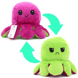 Omkeerbare Octopus Knuffel, Octo Moody (Paars/Groen)