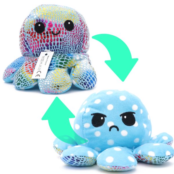 Omkeerbare Octopus Knuffel, Octo Moody (Lichtblauw Multi/Lichtblauw Wit)