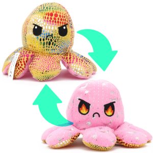 Omkeerbare Octopus Knuffel, Octo Moody (Geel/Roze)