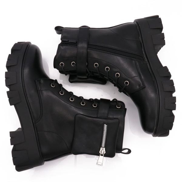 P-Monolith Boots Met Chunky Zolen, Zwart
