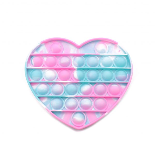 POP IT® Fidget, Tie Dye Hartje, Roze/Turquoise/Wit