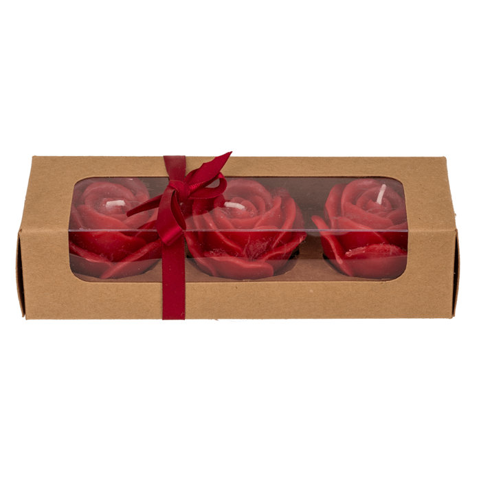 Rode Rozen Kaarsen (Set Van 3)