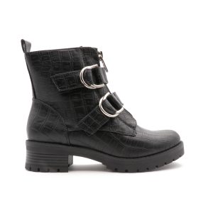 Rounded Buckle Boots, Croco