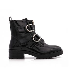 Rounded Buckle Boots, Zwarte Lak