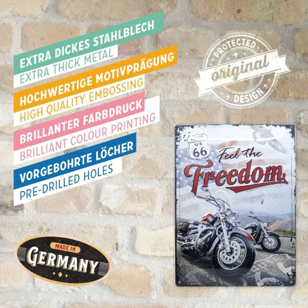 Route 66 Freedom - Metalen Wandplaat