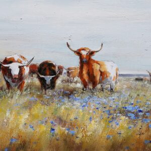 Runderen Op De Hei - Olieverf Schilderij Runderen Op De Hei - Olieverf Schilderij