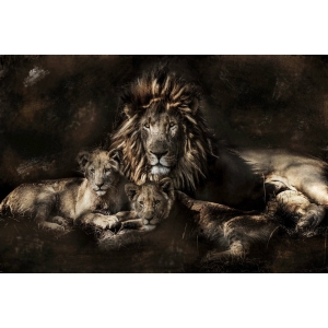 Glasschilderij Leeuwenfamilie