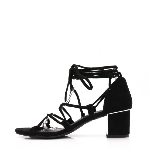 Sandalette Met Blokhak, Zwart