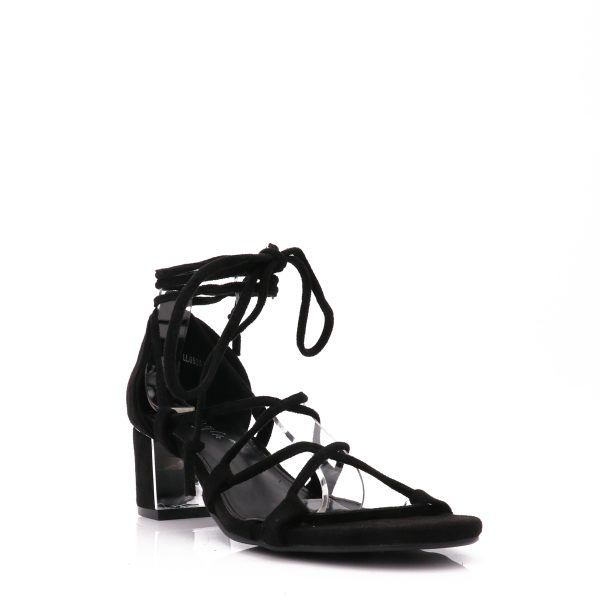 Sandalette Met Blokhak, Zwart