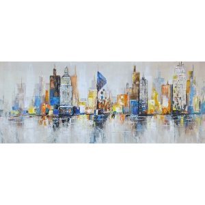 Skyline Olieverfschilderij Op Linnen 60x150 cm