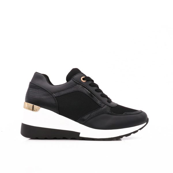 Sneakers Met Verborgen Sleehak, Zwart/Wit