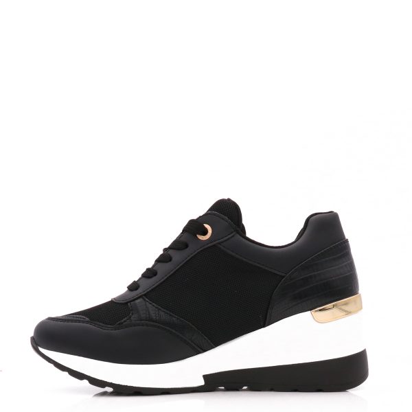 Sneakers Met Verborgen Sleehak, Zwart/Wit