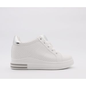 Sneakers Met Verborgen Sleehak, Wit/Zilver