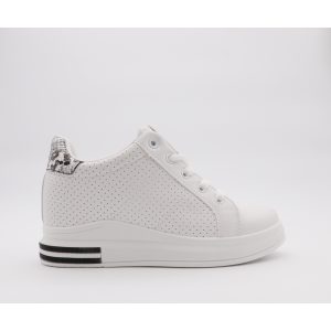 Sneakers Met Verborgen Sleehak, Wit/Snake