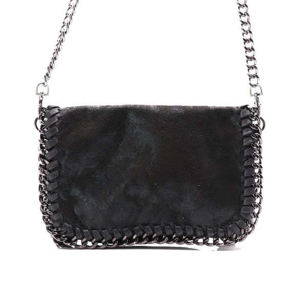 Stella Chained Mini Crossbody Tas, Zwart