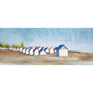 Strandhuisjes - Canvas schilderij - Olieverf