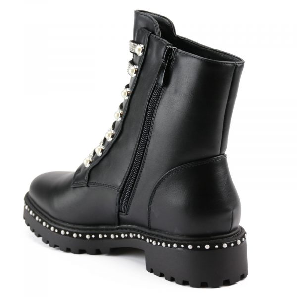 Strass Biker Boots Met Parels, Zwart