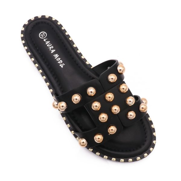 Kiki Slippers, Zwart/Goud