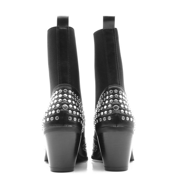 Studded Western Boot, Zwart