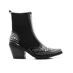 Studded Western Boot, Zwart