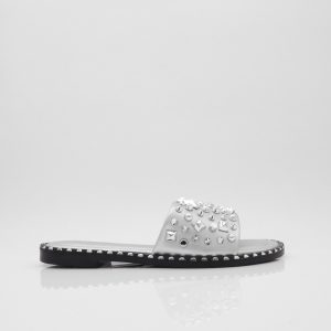 Studs & Spikes Slipper, Zilver