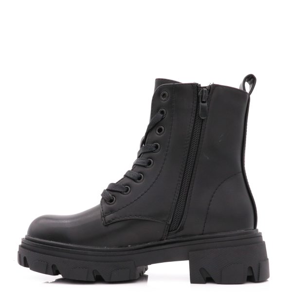 Veterboots Met Chunky Zool, Zwart