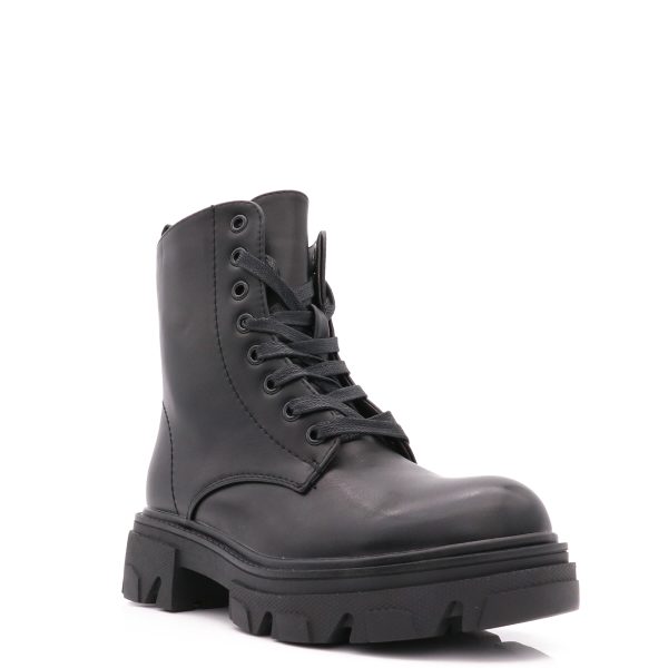 Veterboots Met Chunky Zool, Zwart