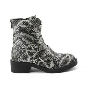 Triple Buckle Boots - grey snake