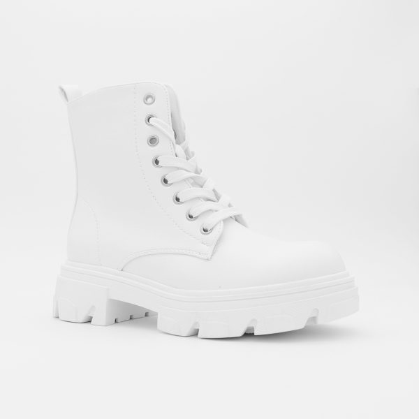 Veterboots Met Chunky Zool, Wit