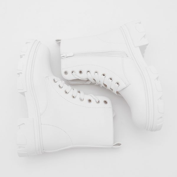 Veterboots Met Chunky Zool, Wit