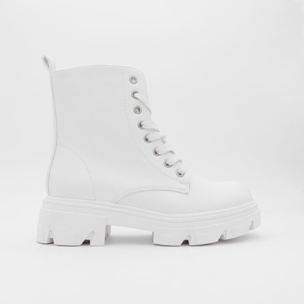 Veterboots Met Chunky Zool, Wit