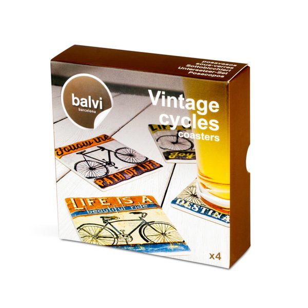 Vintage Fiets Onderzetters (Set van 4)