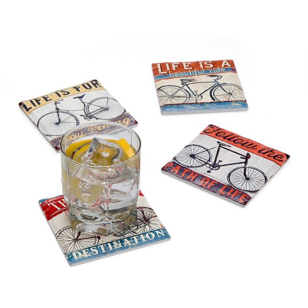 Vintage Fiets Onderzetters (Set van 4)