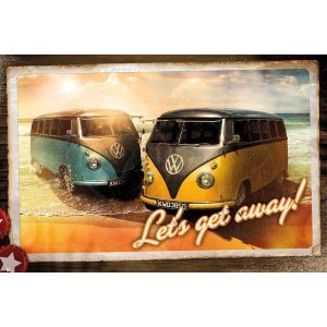 VW Camper - Let's Get Away - poster (C-604)