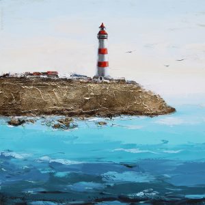 Vuurtoren aan Zee - Canvas schilderij - Olieverf