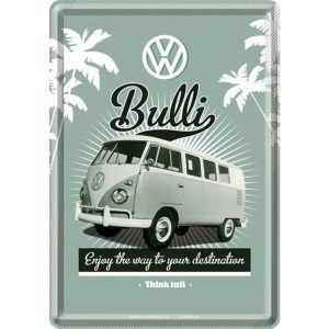 VW T1 Bulli The Way - Metalen Postcard
