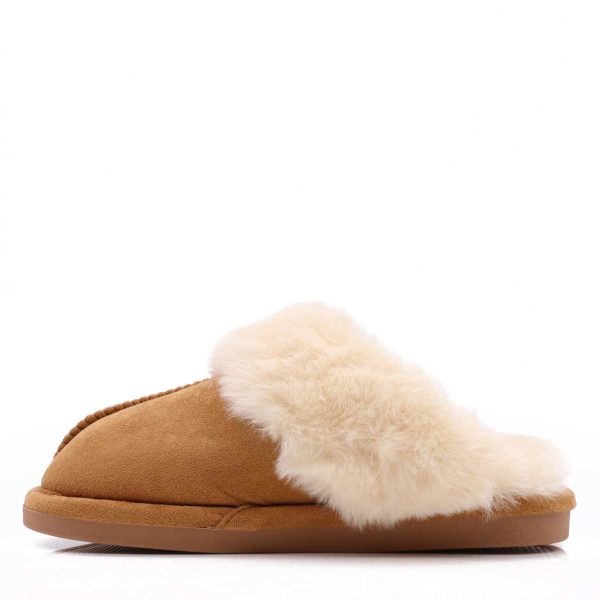Fluffy Pantoffels Camel