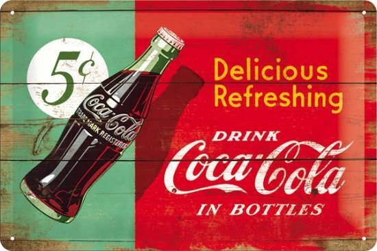Drink Coca Cola In Bottles - Metalen Wandplaat