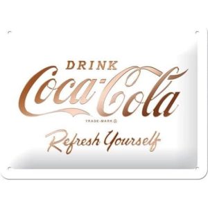 Coca-Cola Logo White - Metalen Wandplaat