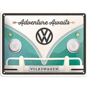 Volkswagen Bulli, Adventure Awaits - Metalen Wandplaat