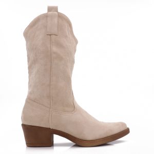 Western Boots, Suède Look, Beige