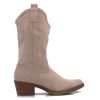 Western Boots, Suède Look, Nude